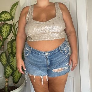 Fashion to figure sequin crop top